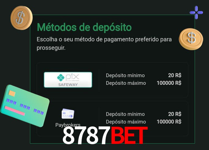 O cassino 8787BETbet oferece uma grande variedade de métodos de pagamento